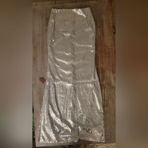 Amazon Silver Sequin Maxi Skirt